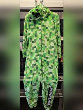 Green Minecraft Checkered Plush Onesie